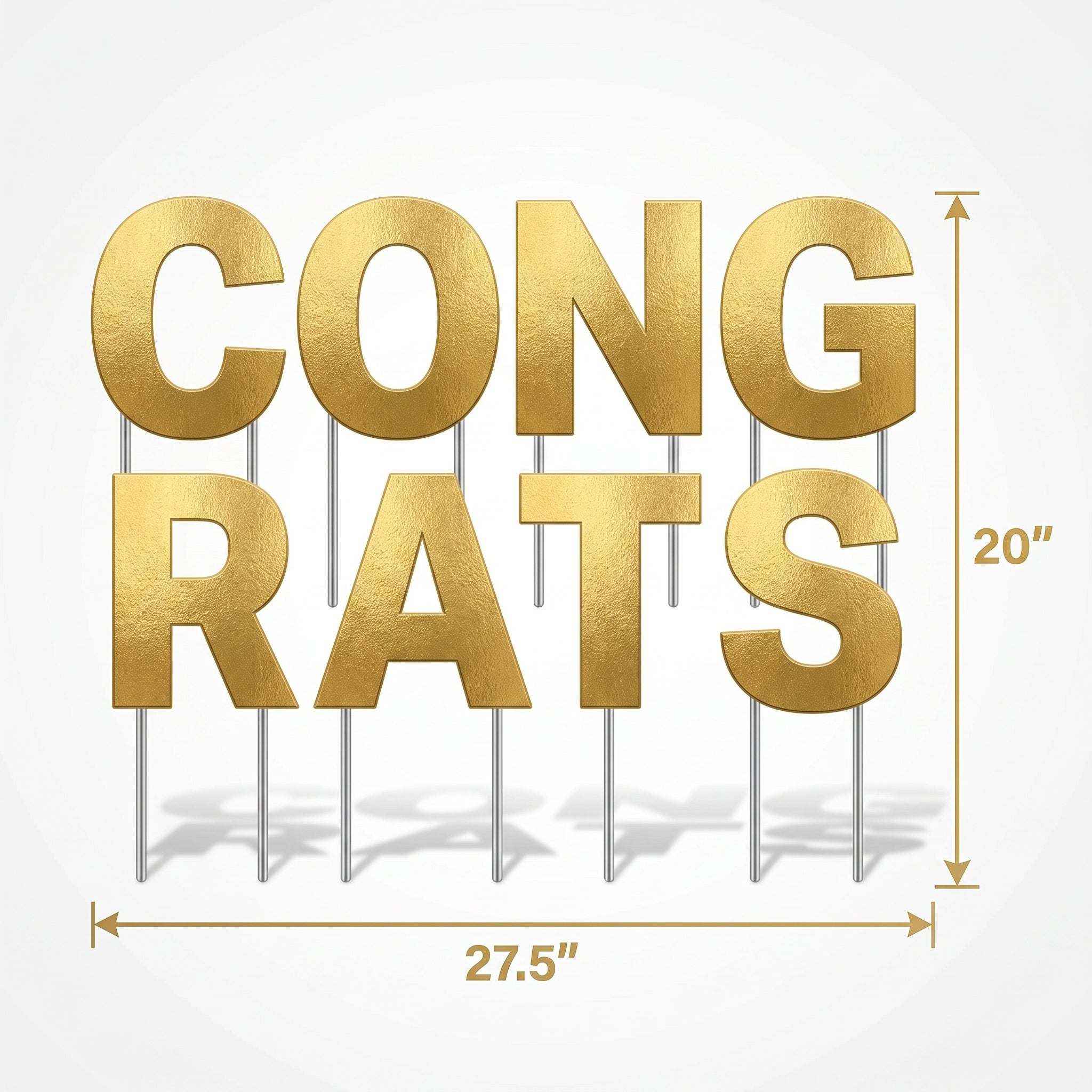 Metallic Gold "Congrats" Outdoor Yard Sign Set