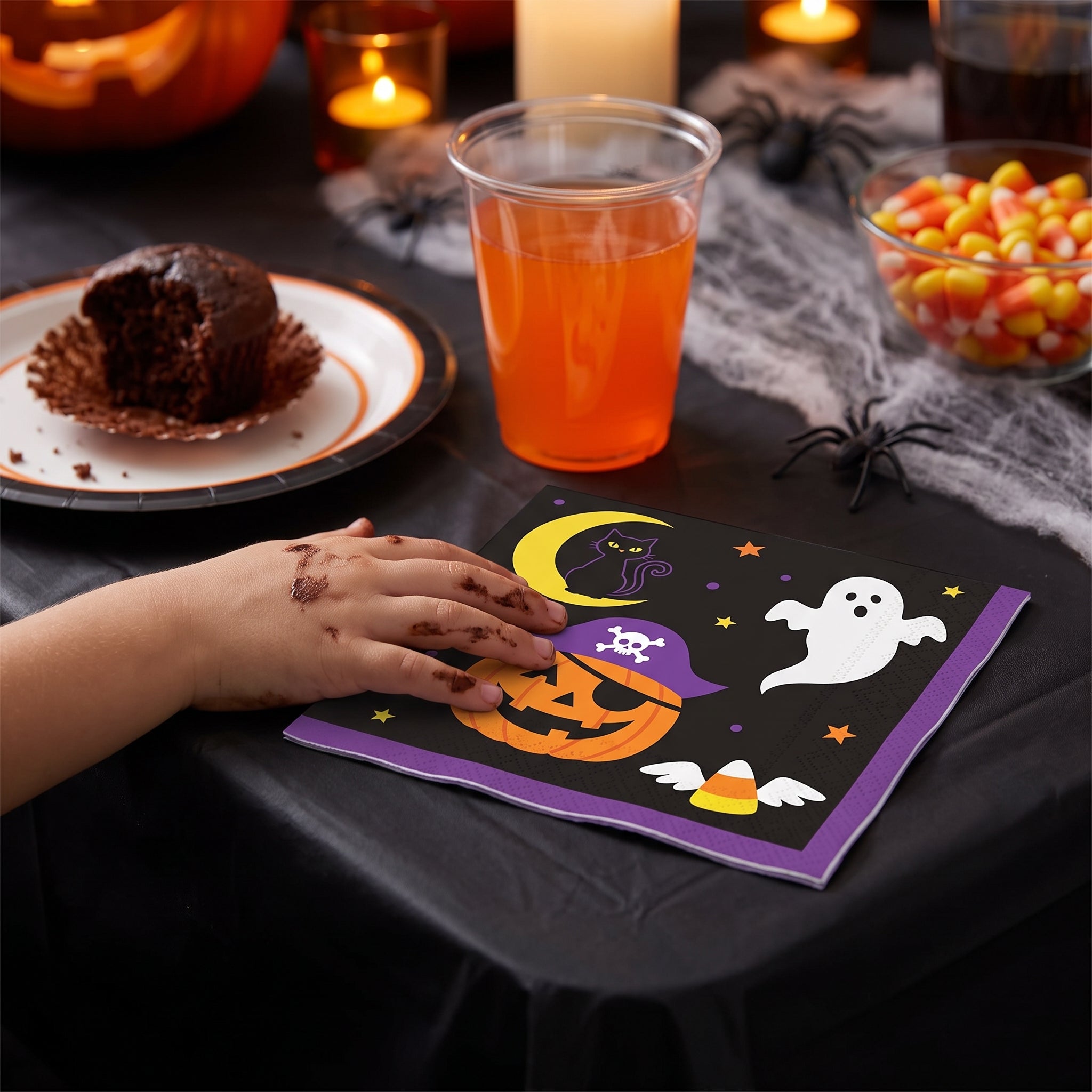 Spooky Halloween Printed Beverage Napkins - 5 in. x 5 in. - 2-Ply