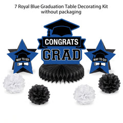 Royal Blue Graduation Table Decorating Kit - 7-Piece Set