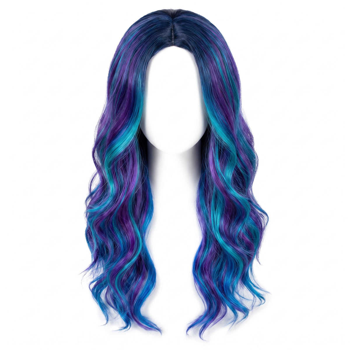 Halloween Oil Slick Wavy Wig - Blue, Purple & Turquoise
