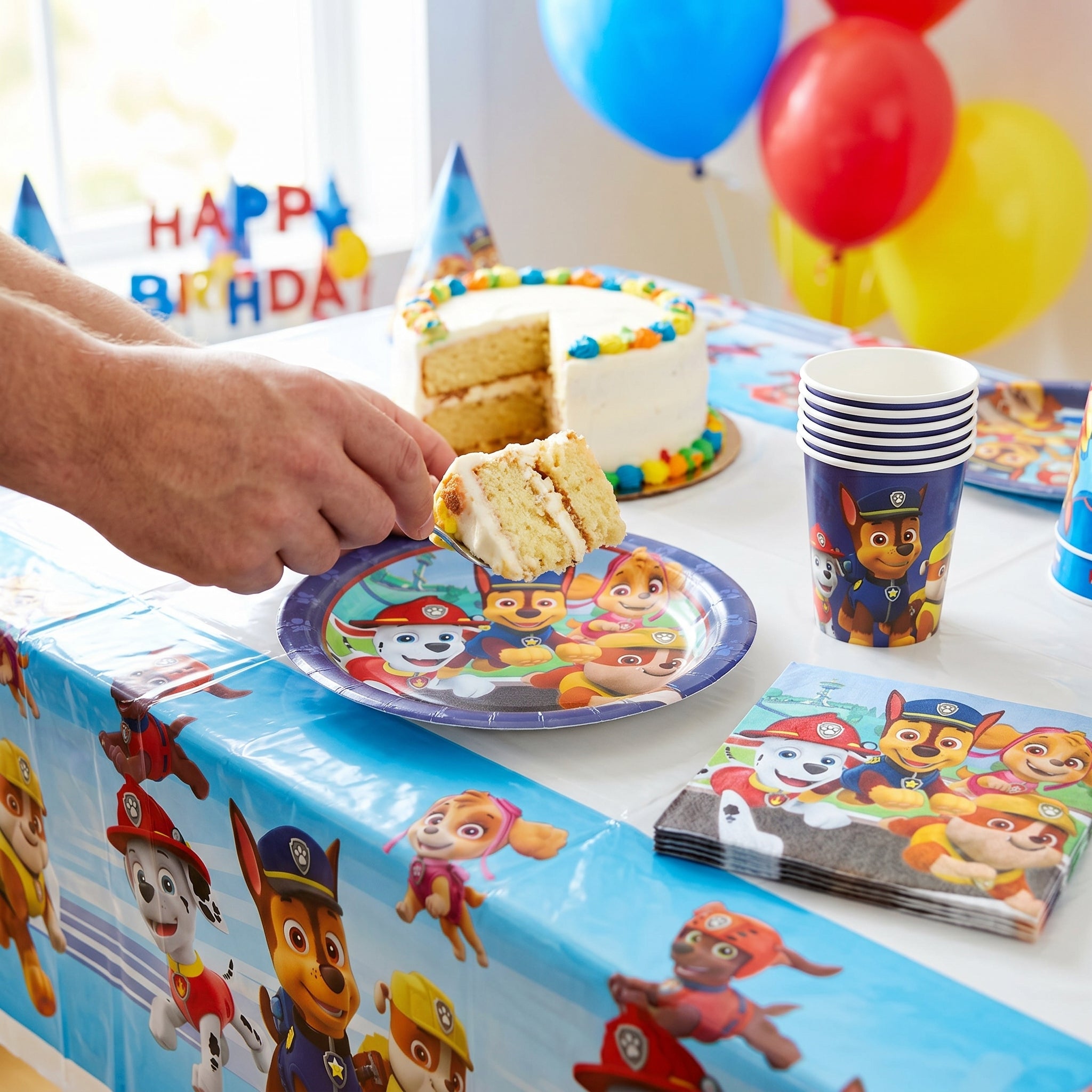 PAW Patrol Party Supplies Kit for 16 - Birthday Decorations with Happy Birthday Backdrop, Photo Booth Props, Photo Garland, Plates and Napkins