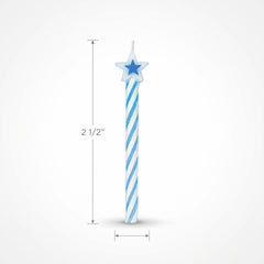 Blue Spiral Birthday Candles with Star Toppers