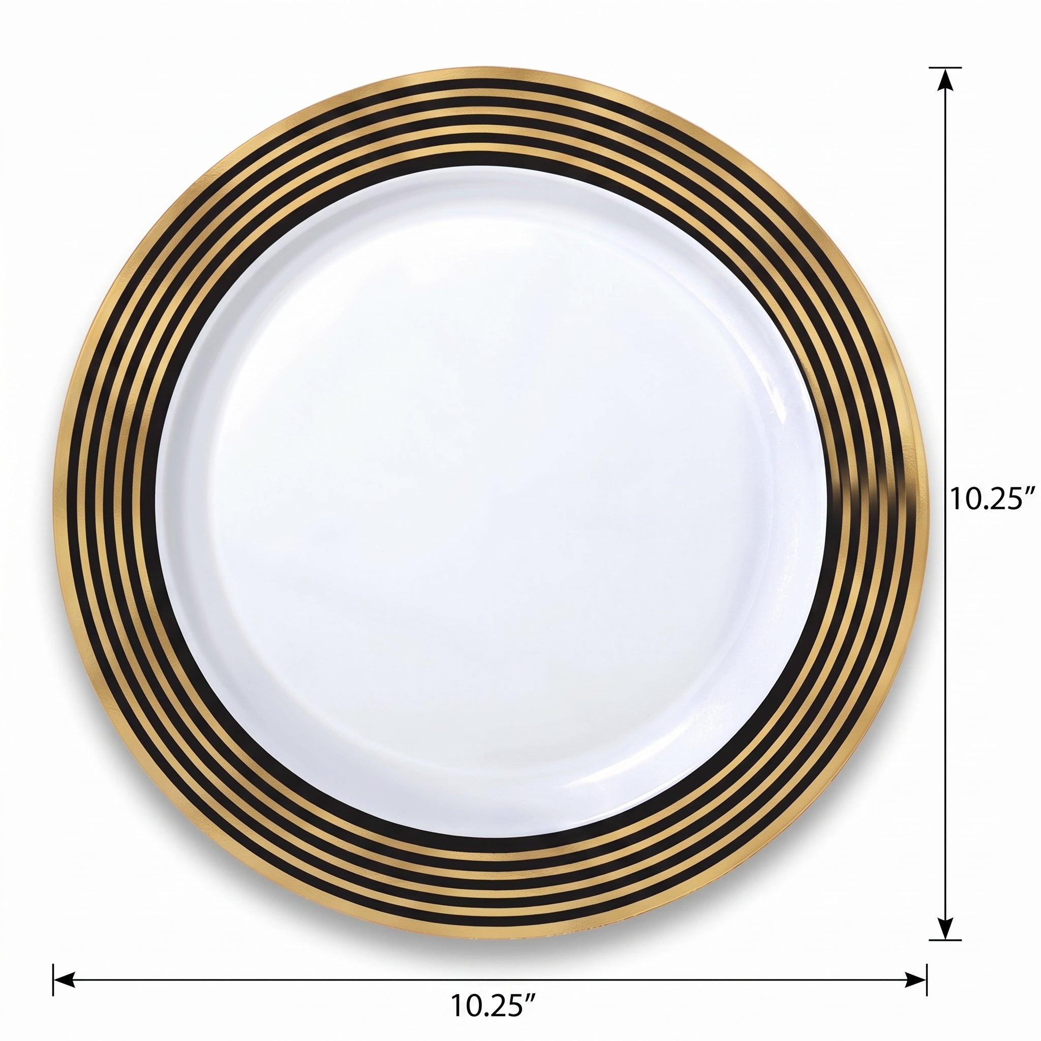 Elegant Gold Striped Premium Plastic Dinner Plates