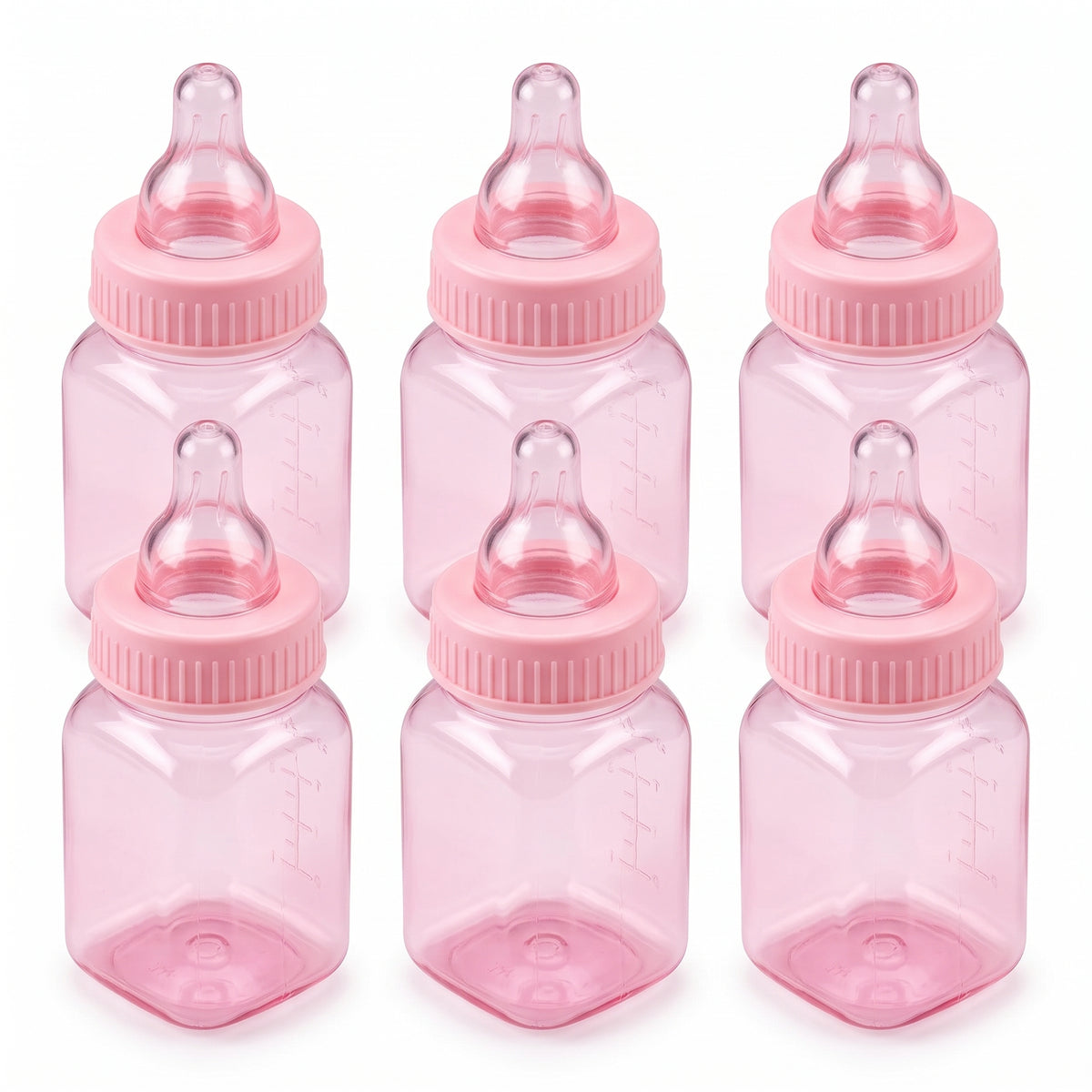 Pink Fillable Mini Baby Bottle Favors - 6 Pack