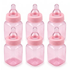 Pink Fillable Mini Baby Bottle Favors - 6 Pack