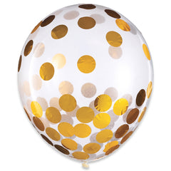 Metallic Gold Confetti Latex Balloons, 12-Inch, 6-Pack