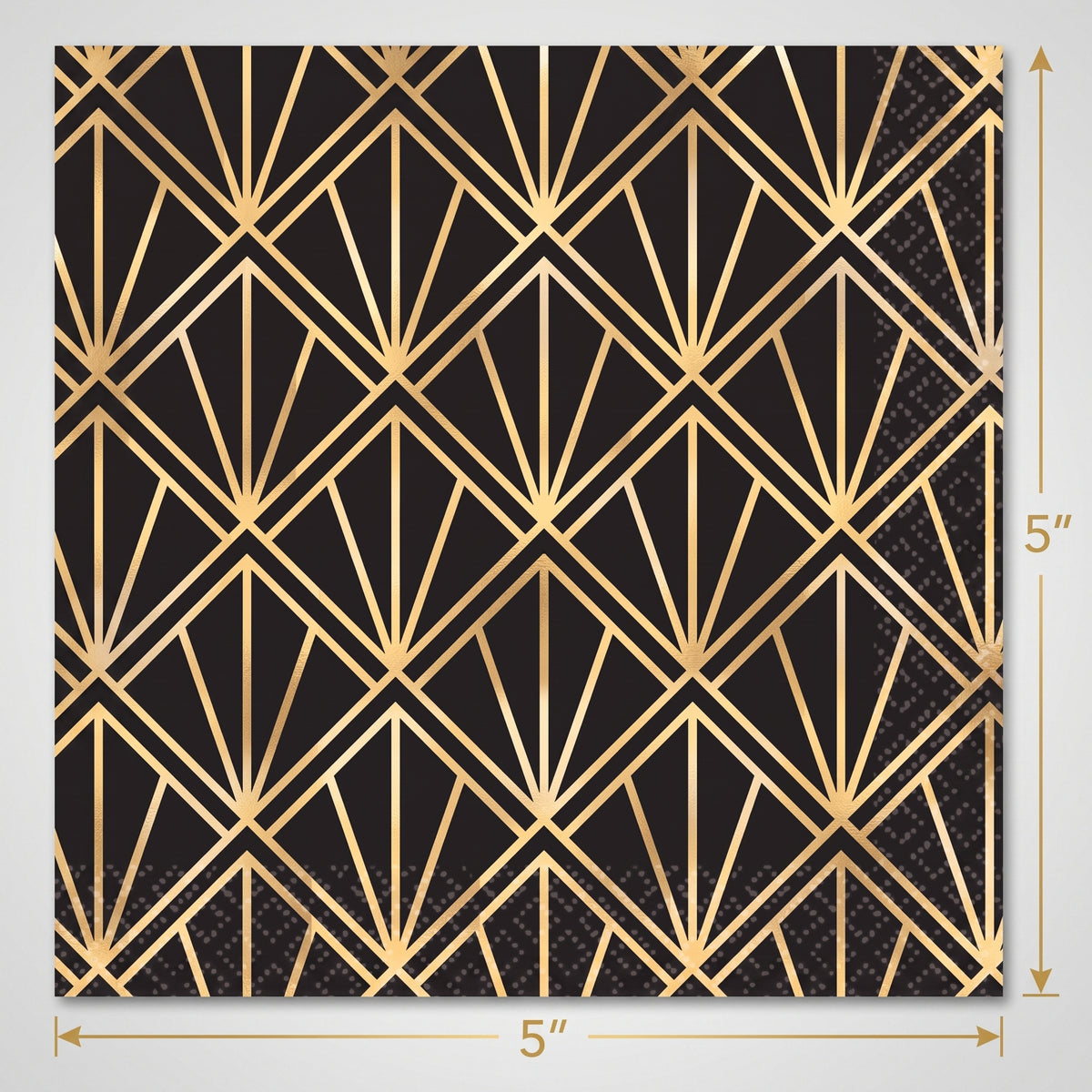 Glamorous Hollywood Gold & Black Beverage Napkins - 16 Pack - 5 In. X 5 In.