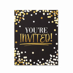 Black and Gold Birthday Invitation Cards