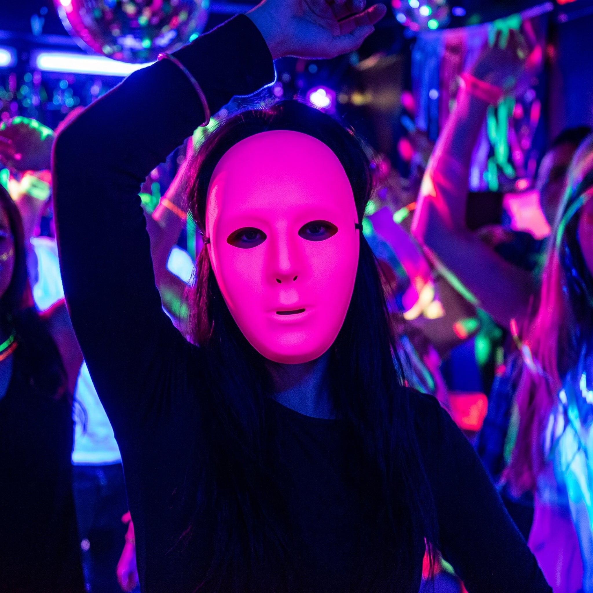 Bright Pink Full Face Mask - Team Spirit Costume Accessory