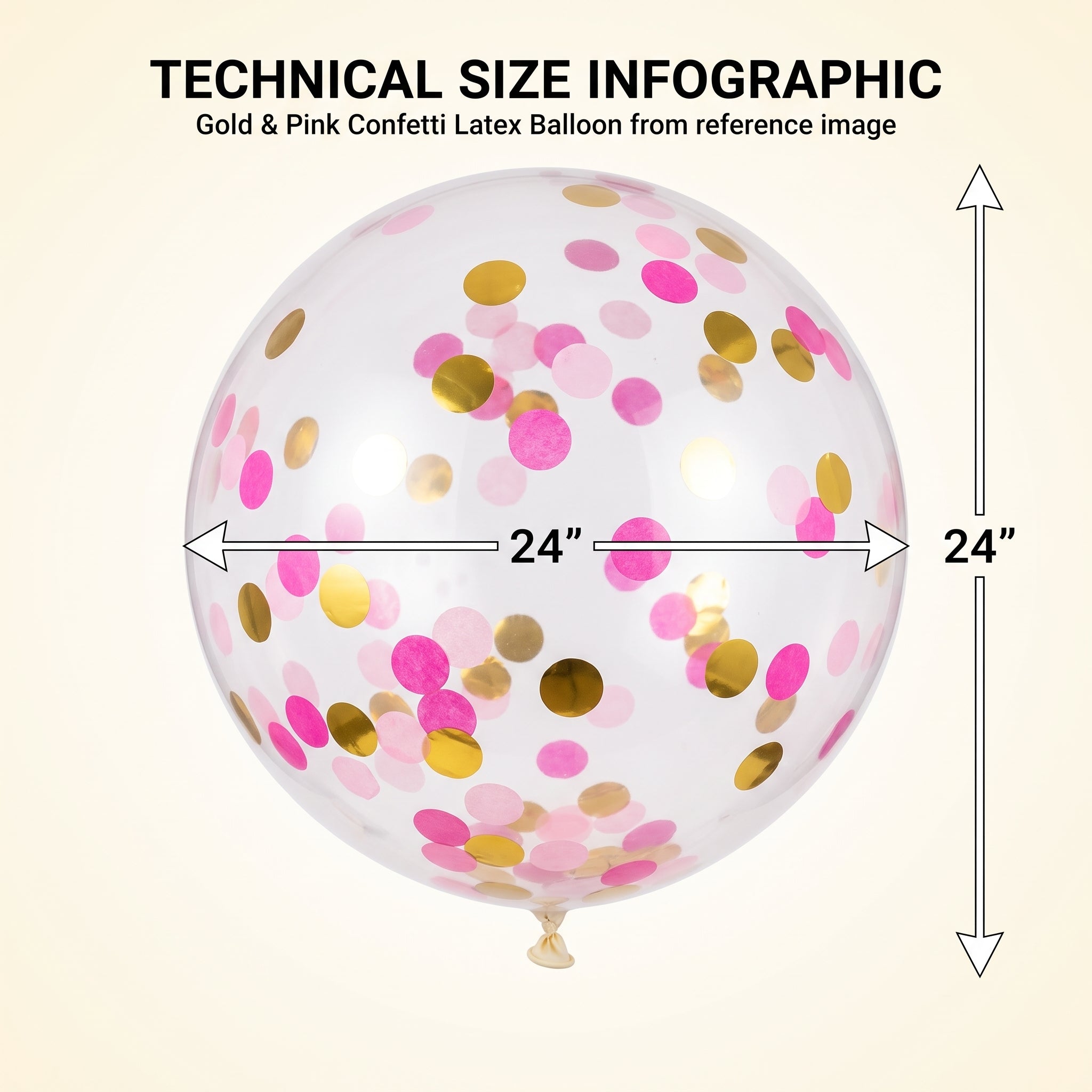 Gold & Pink Confetti Latex Balloons, 24-Inch, 2-Pack