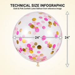 Gold & Pink Confetti Latex Balloons, 24-Inch, 2-Pack