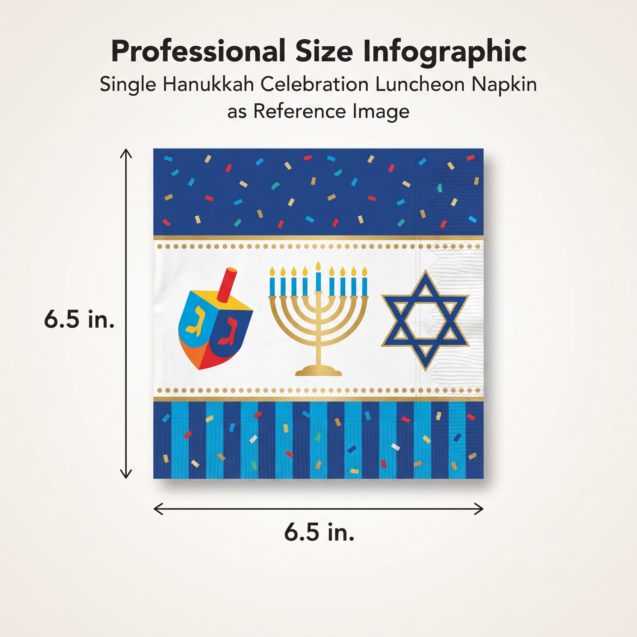 Hanukkah Celebration Luncheon Napkins - 6.5 In. x 6.5 In.