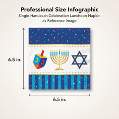 Hanukkah Celebration Luncheon Napkins - 6.5 In. x 6.5 In.