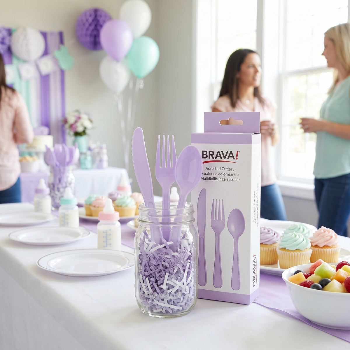 Brava! Lavender Plastic Cutlery Set - 24-Count