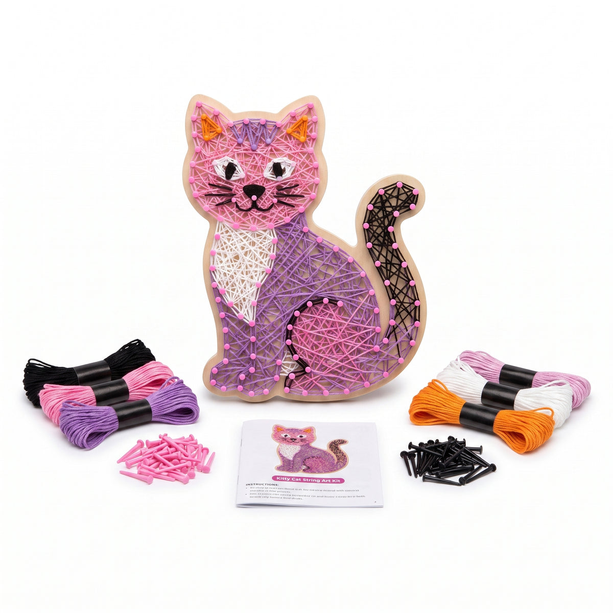 Kitty Cat String Art Kit - Multi-Coloured Craft Set for Kids