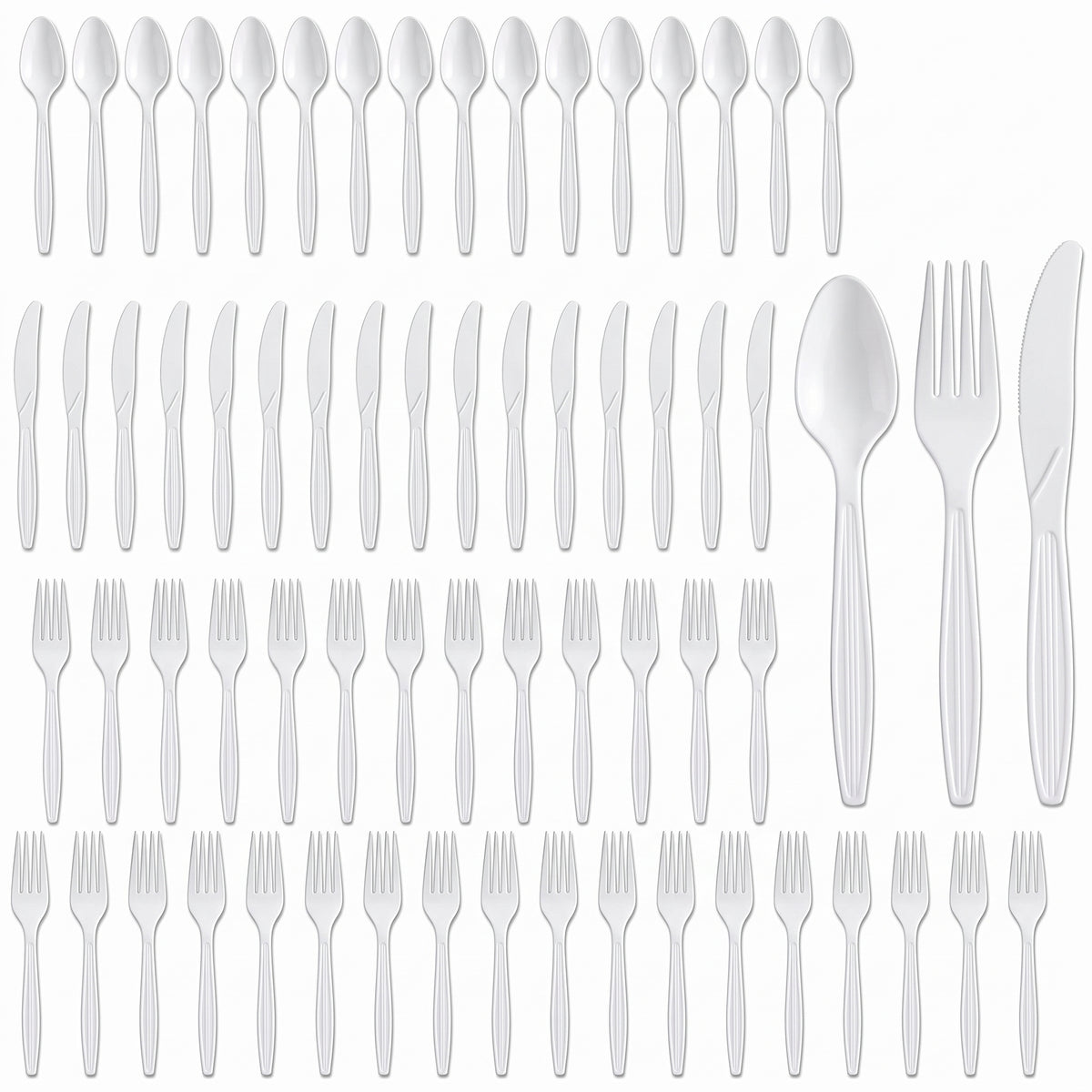 White Plastic Cutlery Set - 64 Count