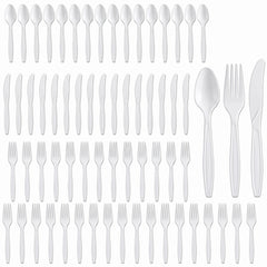 White Plastic Cutlery Set - 64 Count