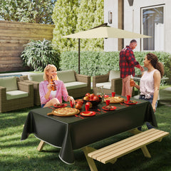 Black Flannel Backed Plastic Table Cover 54 In. x 108 In. | Case of 36