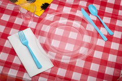 Black Gingham Plastic Table Covers | 12 Pack