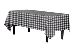 Black Gingham Plastic Table Covers | 12 Pack