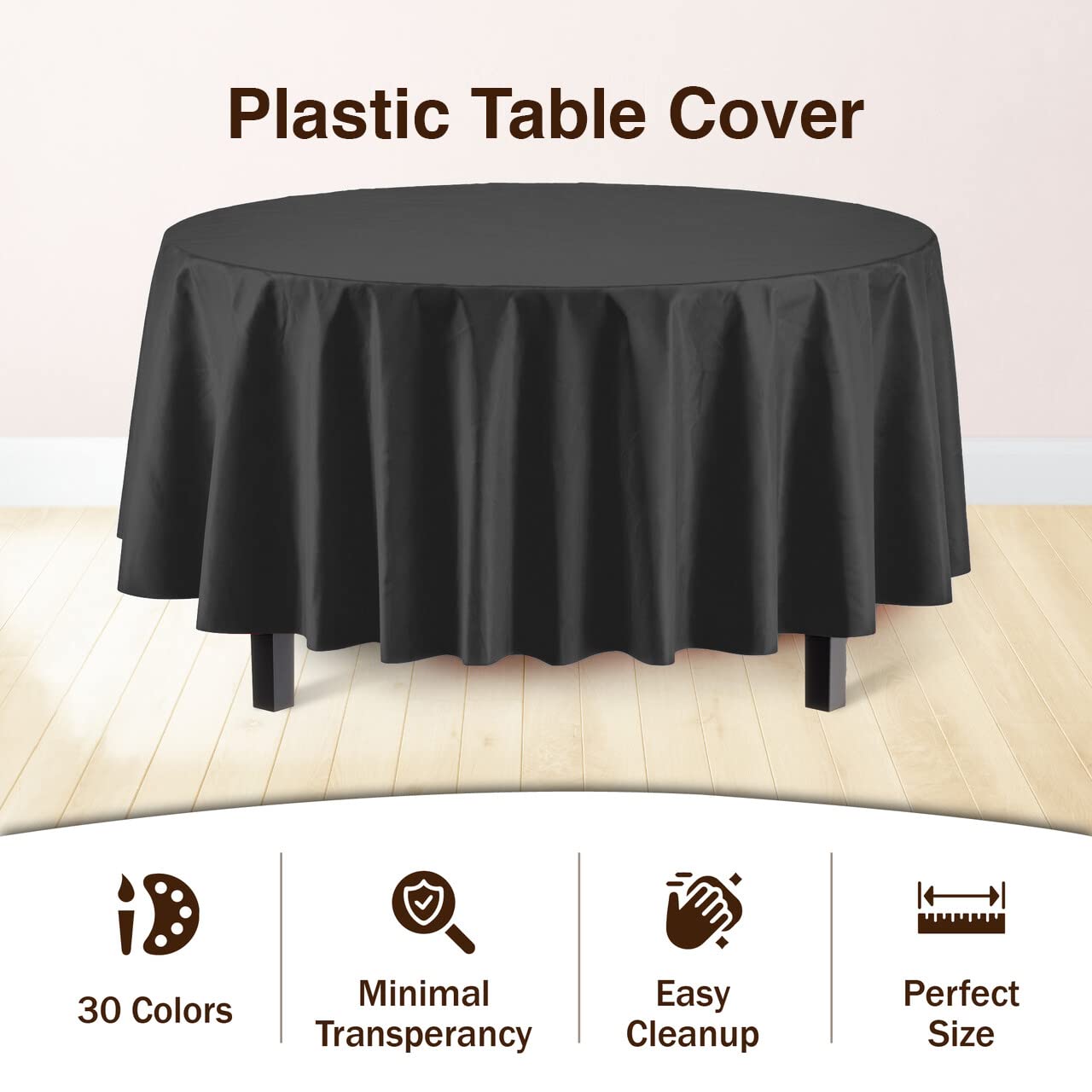 Round Black Table Covers | 12 Pack