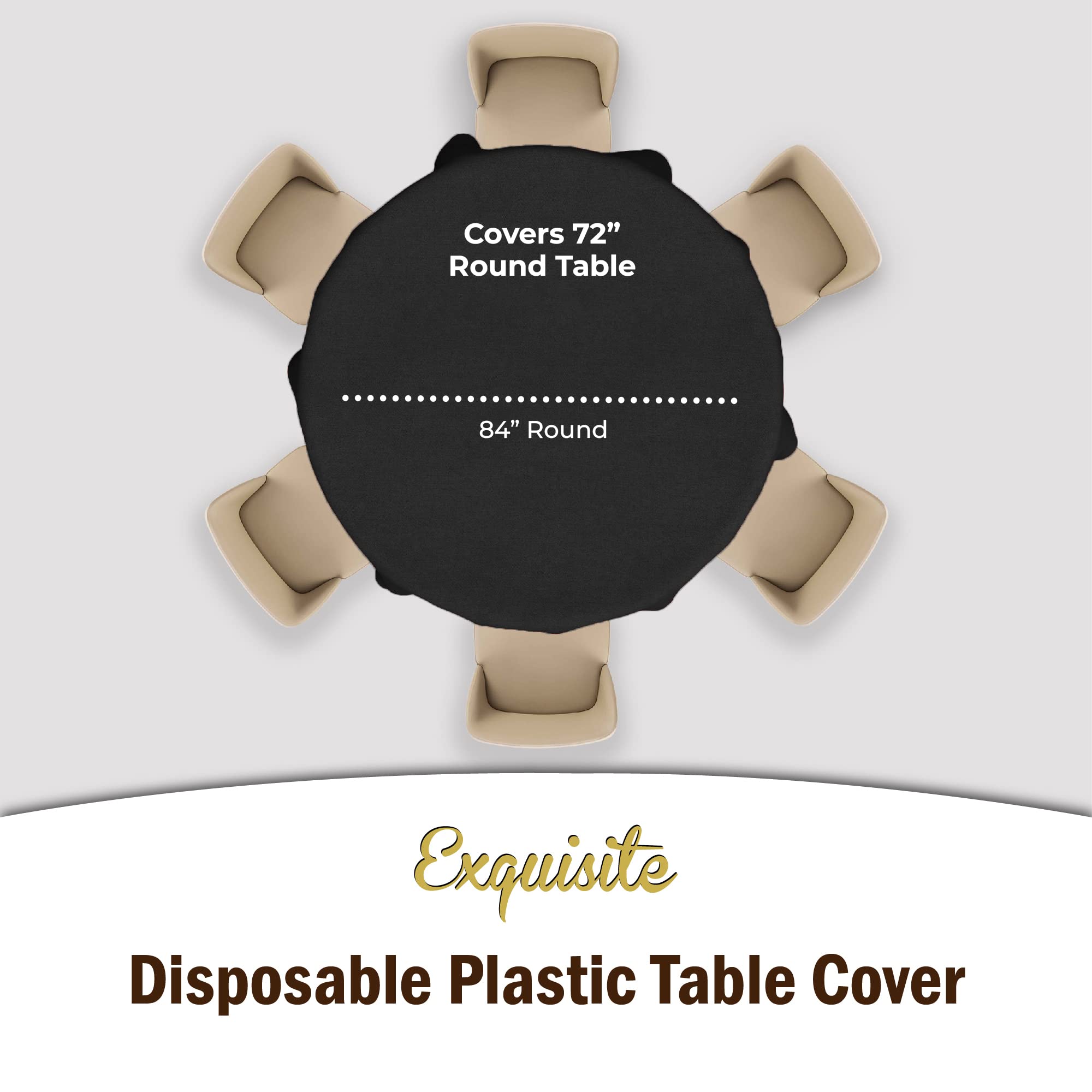 Round Black Table Covers | 12 Pack