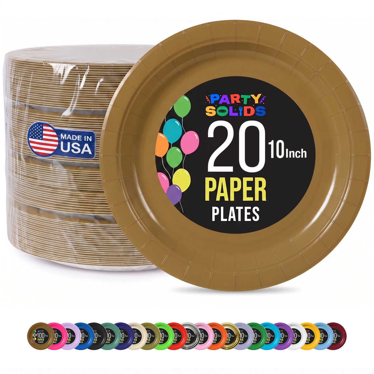10 In. Bronze Paper Plates - 20 Ct.