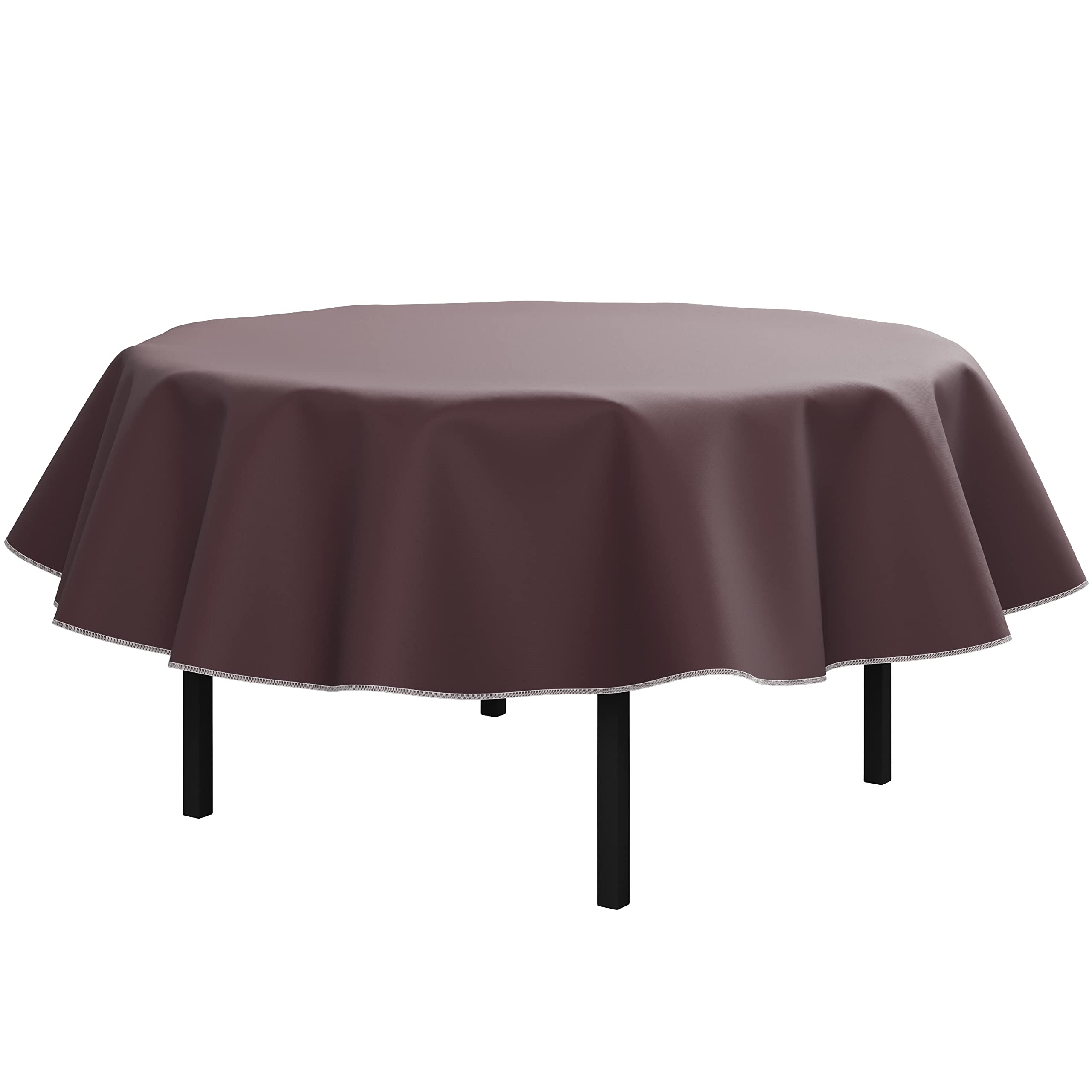 Brown Flannel Backed Plastic Table Cover 70 In. Round | Case of 24