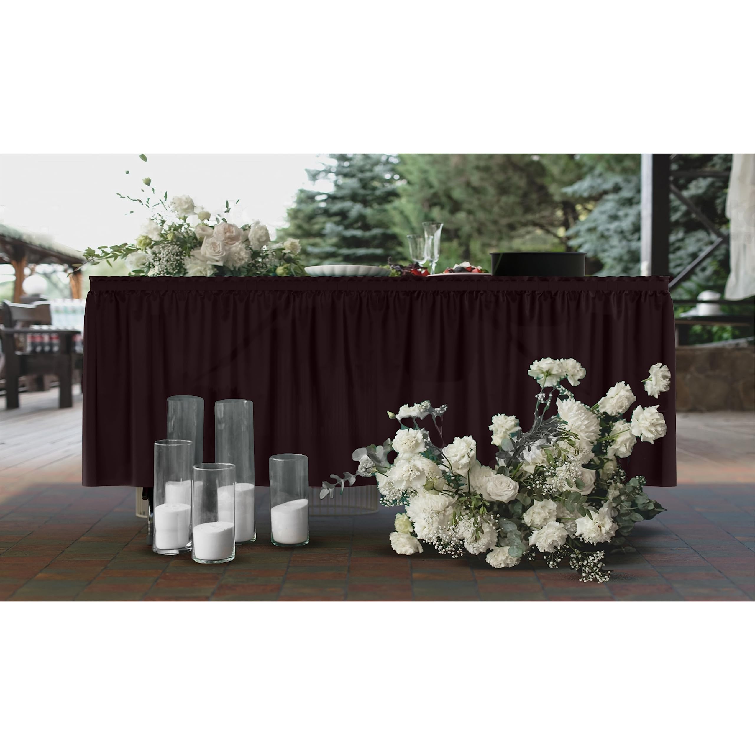 Brown Plastic Table Skirt | 6 Pack