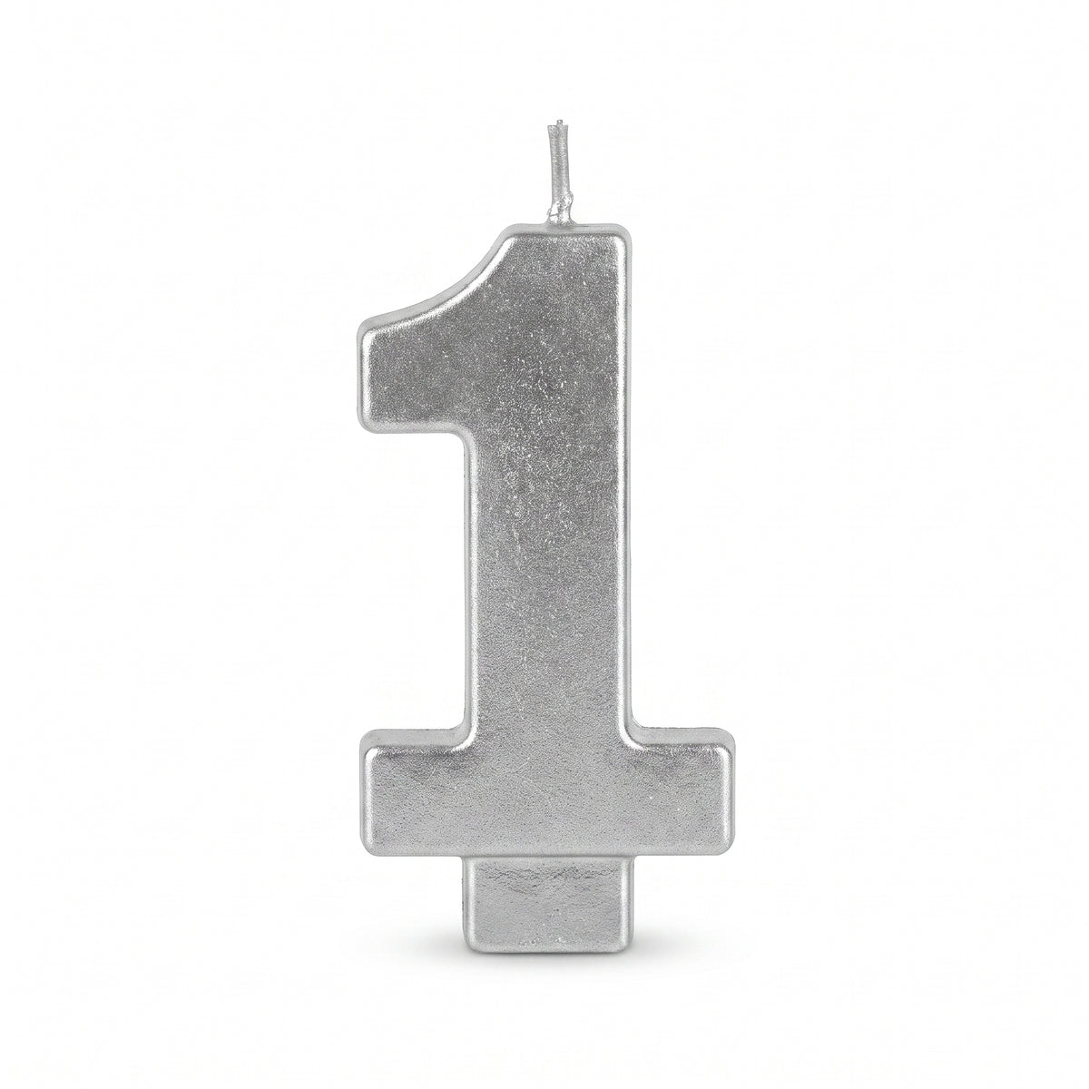 Silver Metallic Number 1 Candle for Birthdays and Anniversaries