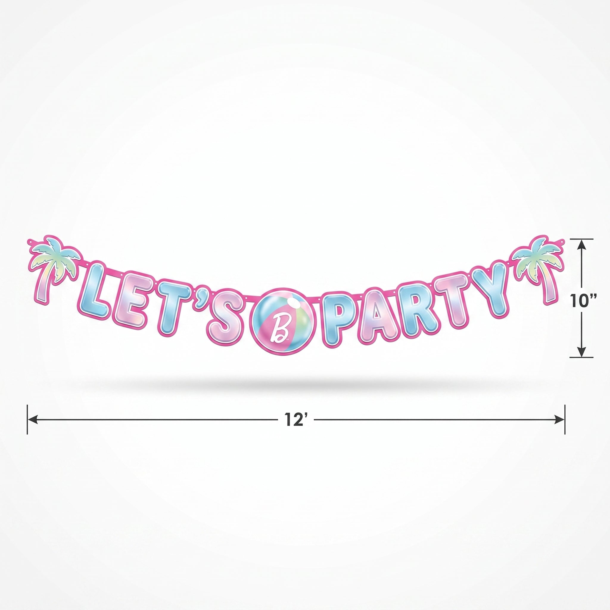 Malibu Barbie Metallic Pastel "Let's Party" Letter Banner