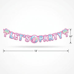 Malibu Barbie Metallic Pastel "Let's Party" Letter Banner