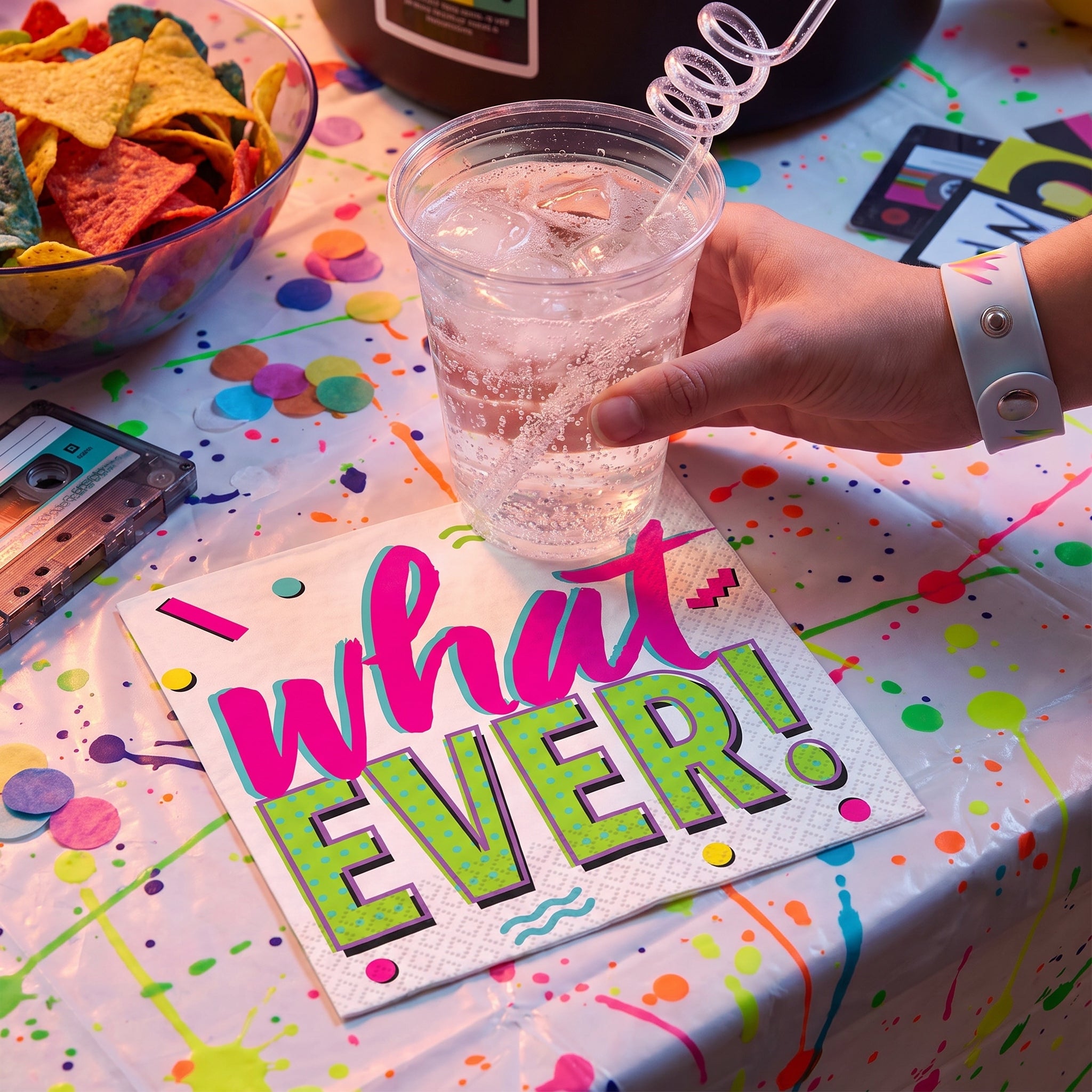 Awesome 80s "Whatever!" Lunch Napkins - 6.5 In. x 6.5 In. - 16 Pack