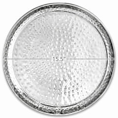 Elegant Silver Hammered Stainless Steel Tray - 15.5 In.