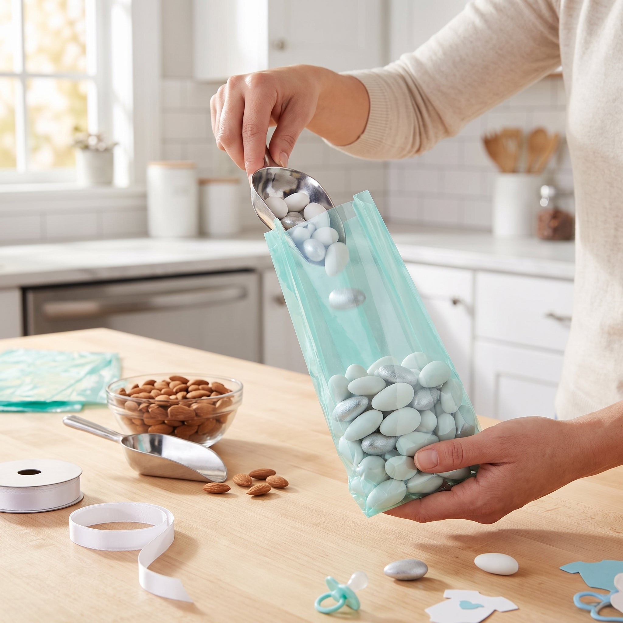 Robin's Egg Blue Large Cello Party Treat Bags, 11.5-Inch, 25-Pack