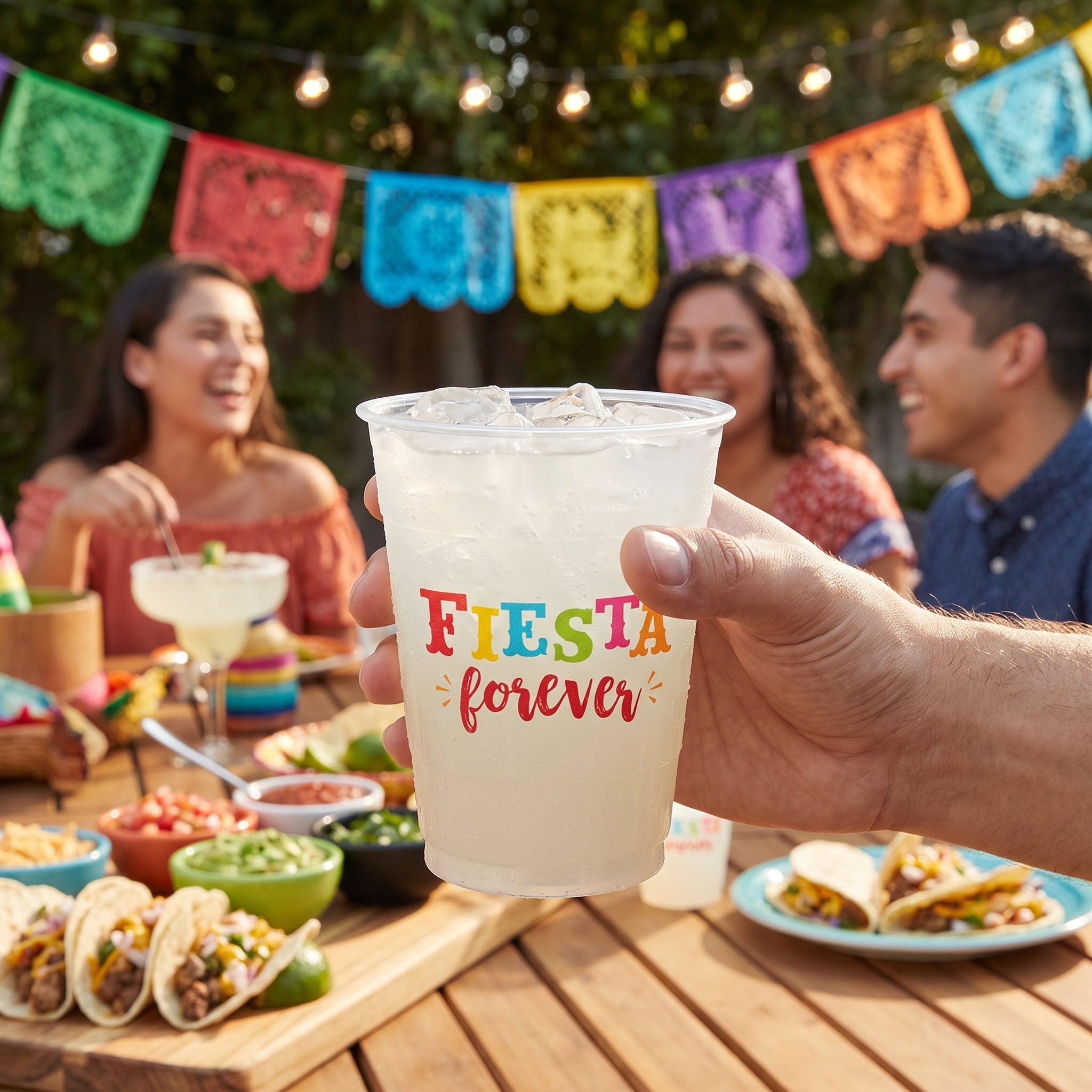 Fiesta Forever Plastic Cups, 16oz, 25 Pack