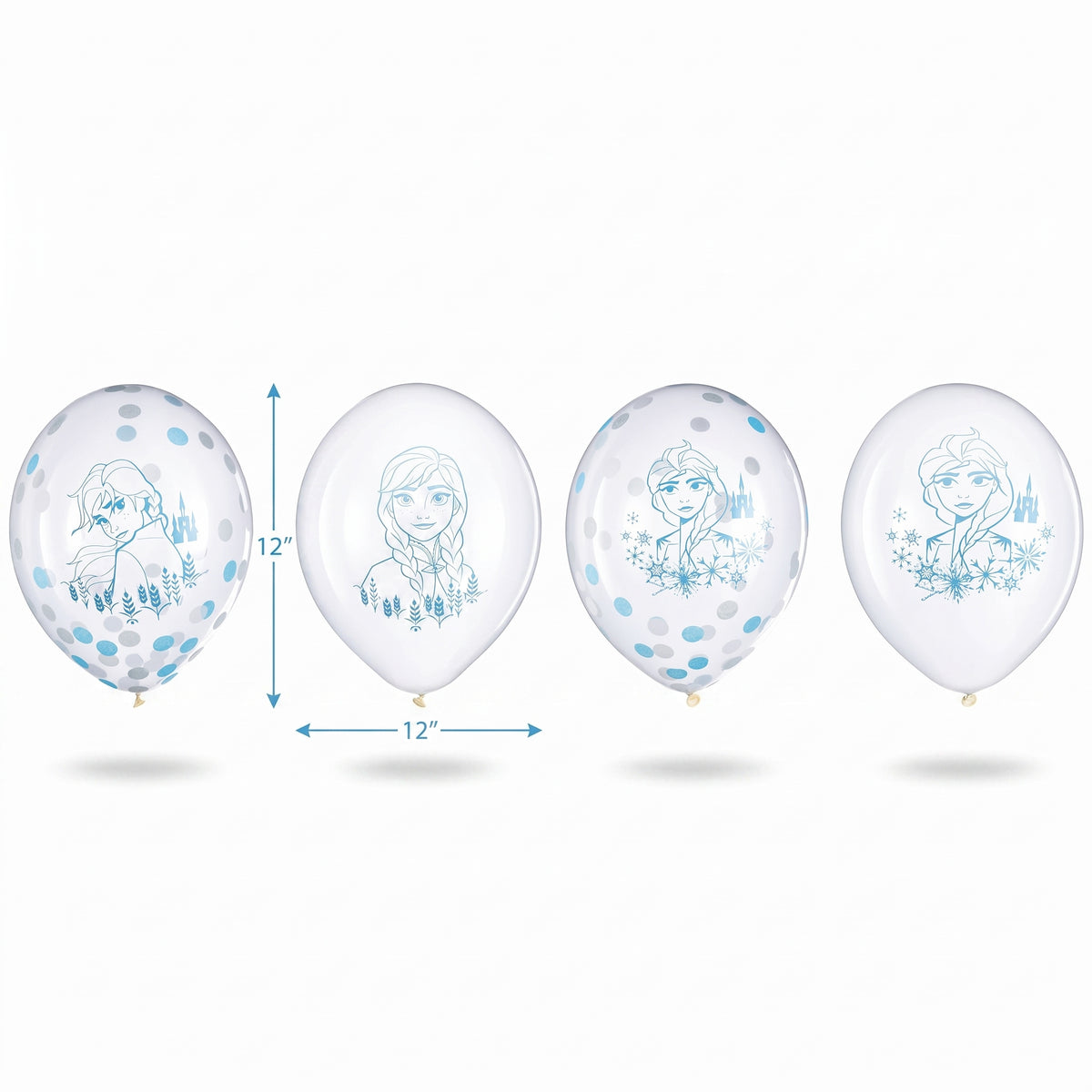 Disney Frozen 2 Confetti Latex Balloons, 12-Inch, 6-Pack