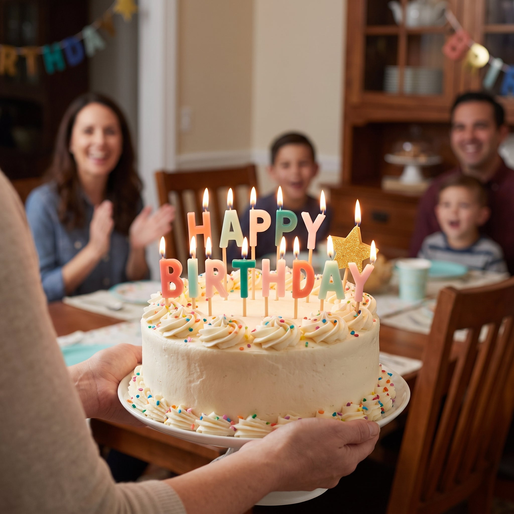 Pastel "Happy Birthday" Letter Candle Set with Glitter Star