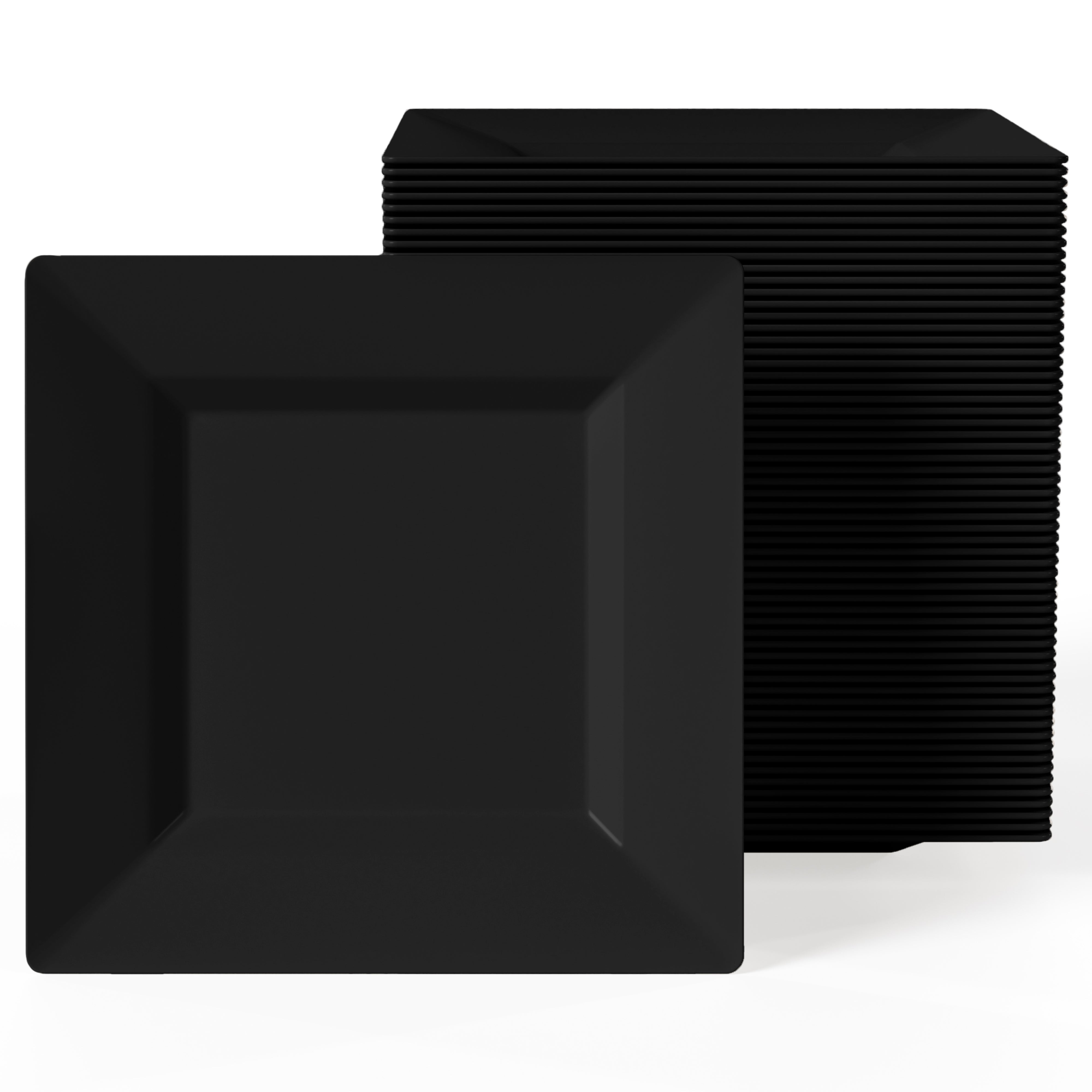 4.5 In. Black Square Plates - 100 Ct.