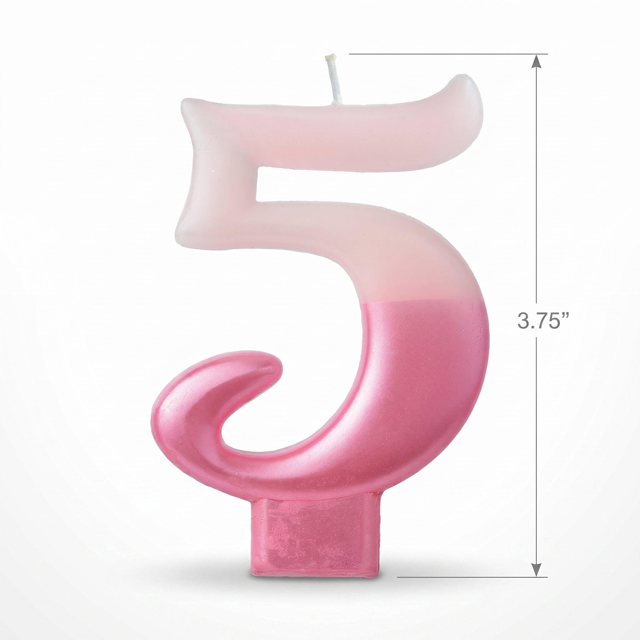 Bright Pink Metallic Dipped Number 5 Birthday Candle