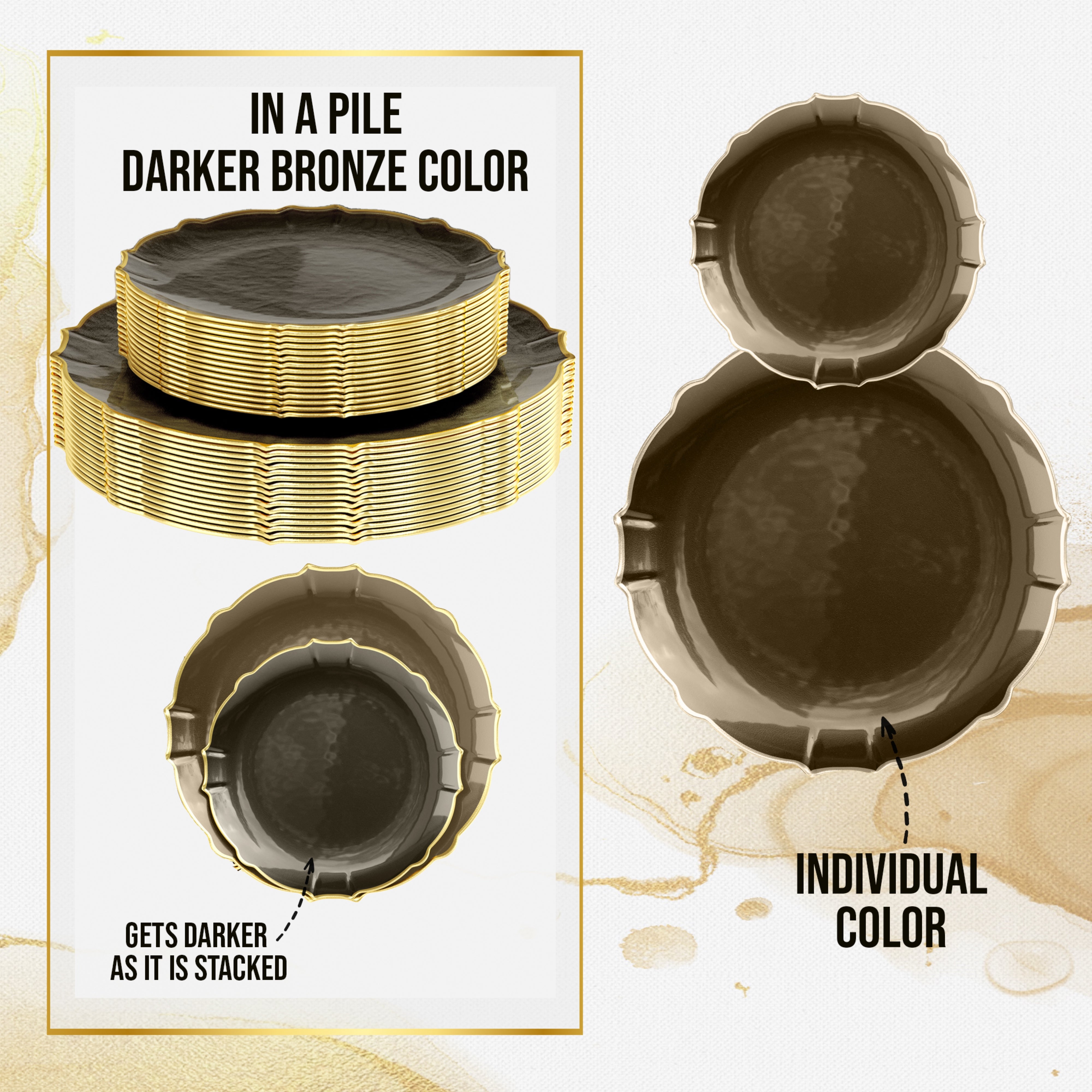 Smoke/Gold Petal Plates - Combo Pack 20/20