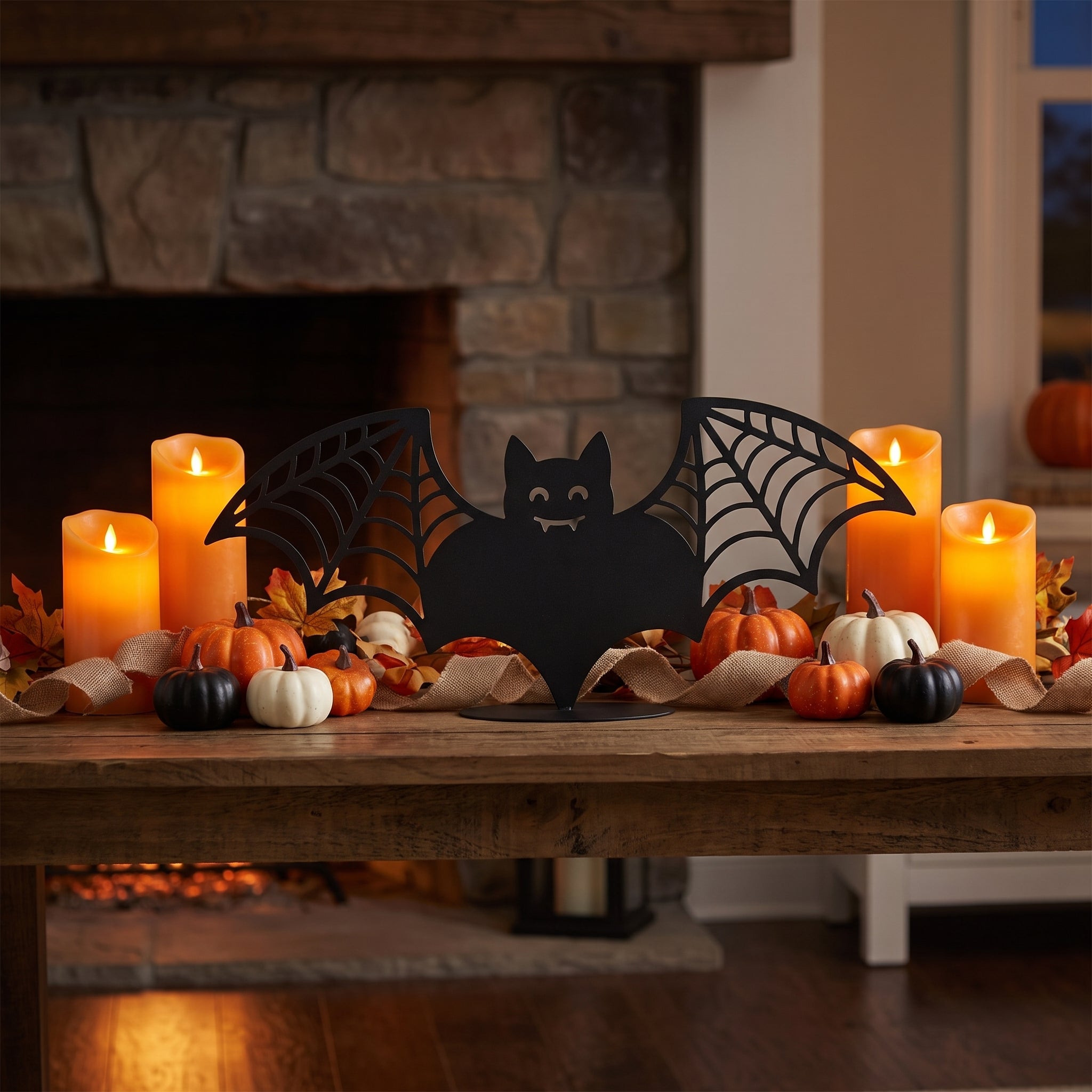 Bewitching Bat Metal Tabletop Sign