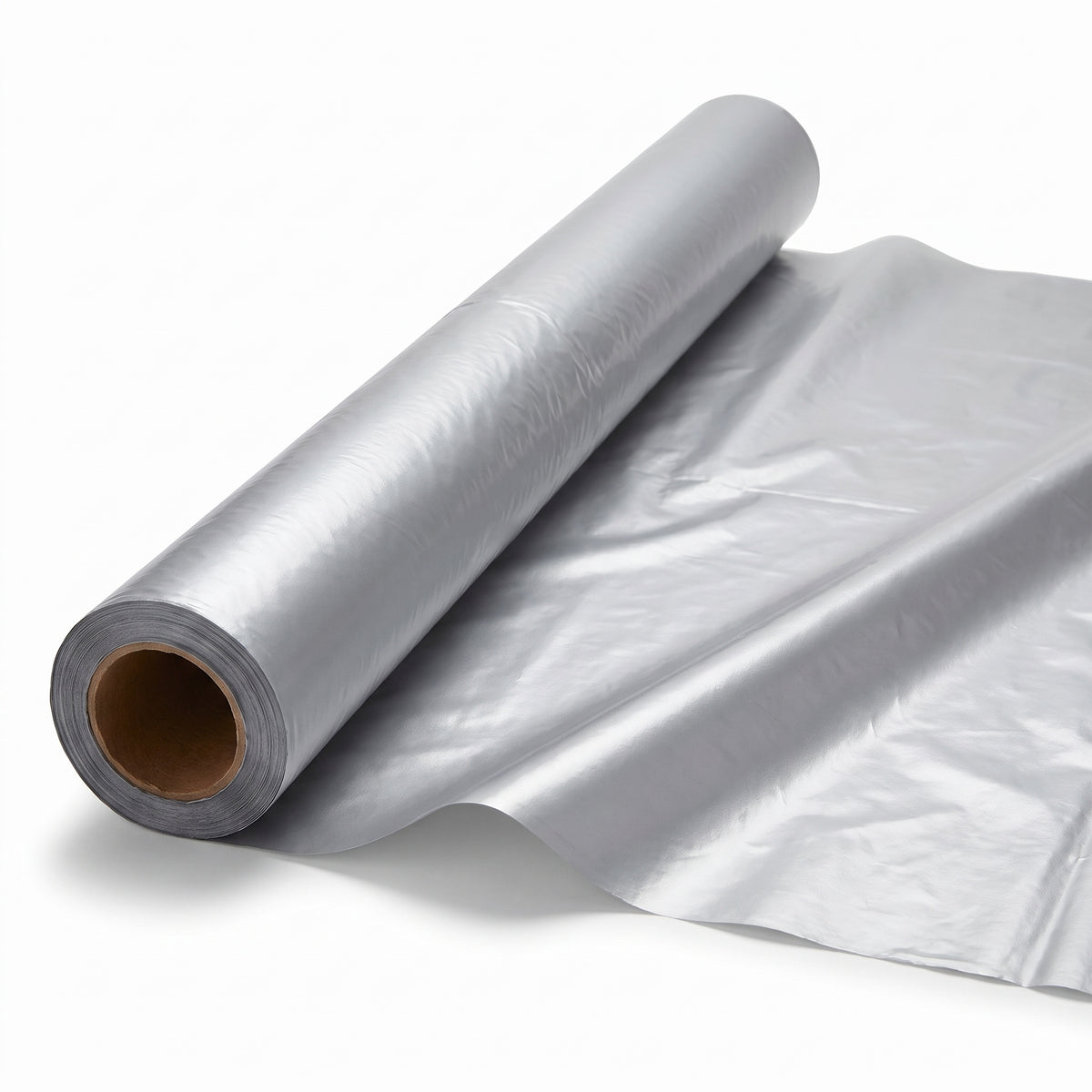 Silver Plastic Table Cover Roll - 40" x 100' for Versatile Event Use