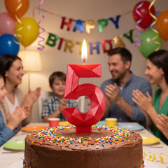 Vibrant Red Number 5 Shimmering Birthday Candle, 5.25-Inch