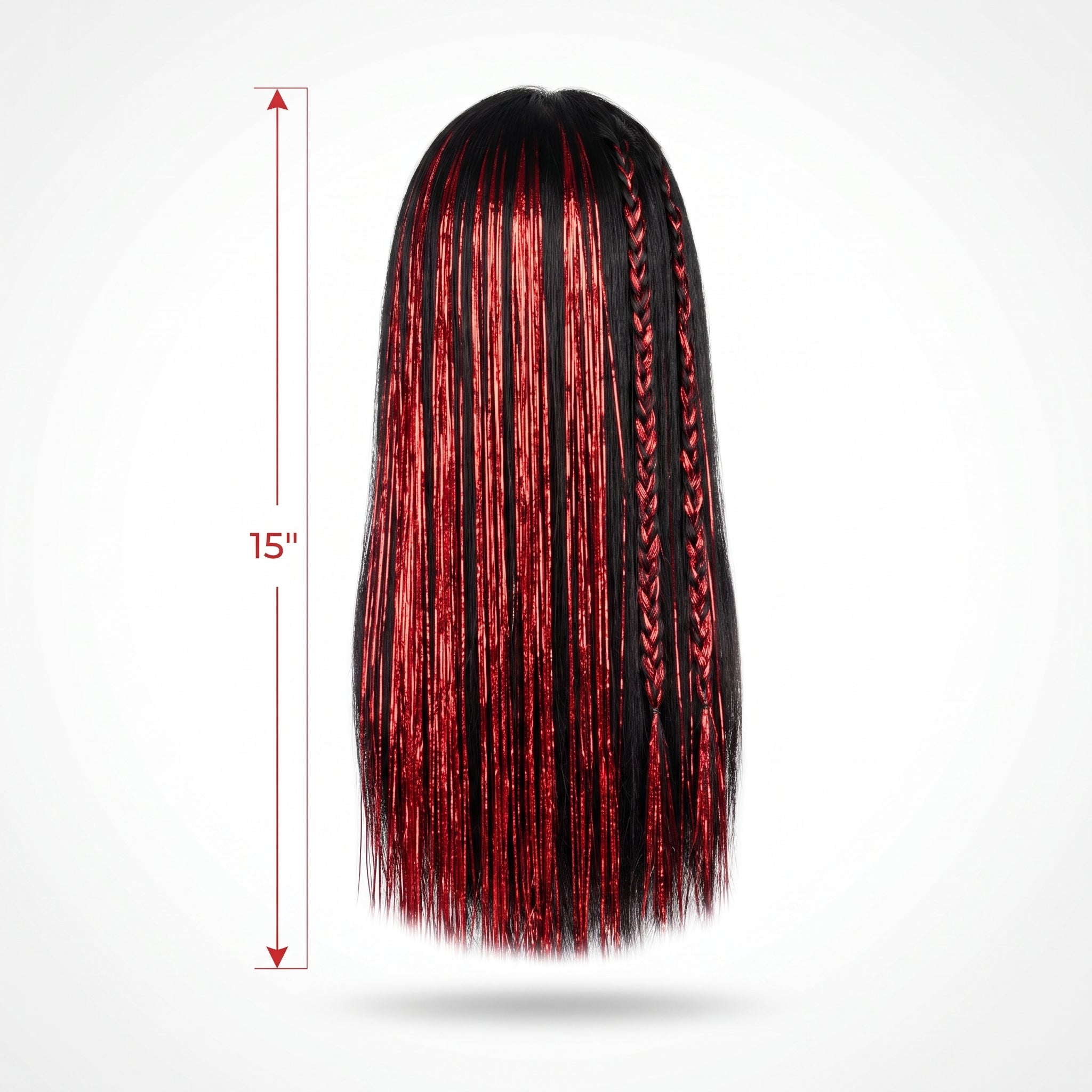 Red Tinsel Hair Extensions