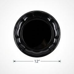 Black Scalloped Round Plastic Serving Tray - 12 In.