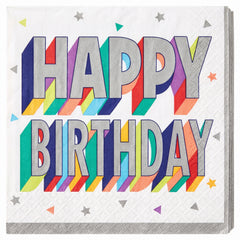 Colorful "Happy Birthday" Beverage Napkins - 5 In. X 5 In.