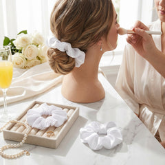 Classic White Scrunchies, 3-Pack
