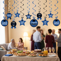 Blue Graduation Swirl Decorations - 12 Pack