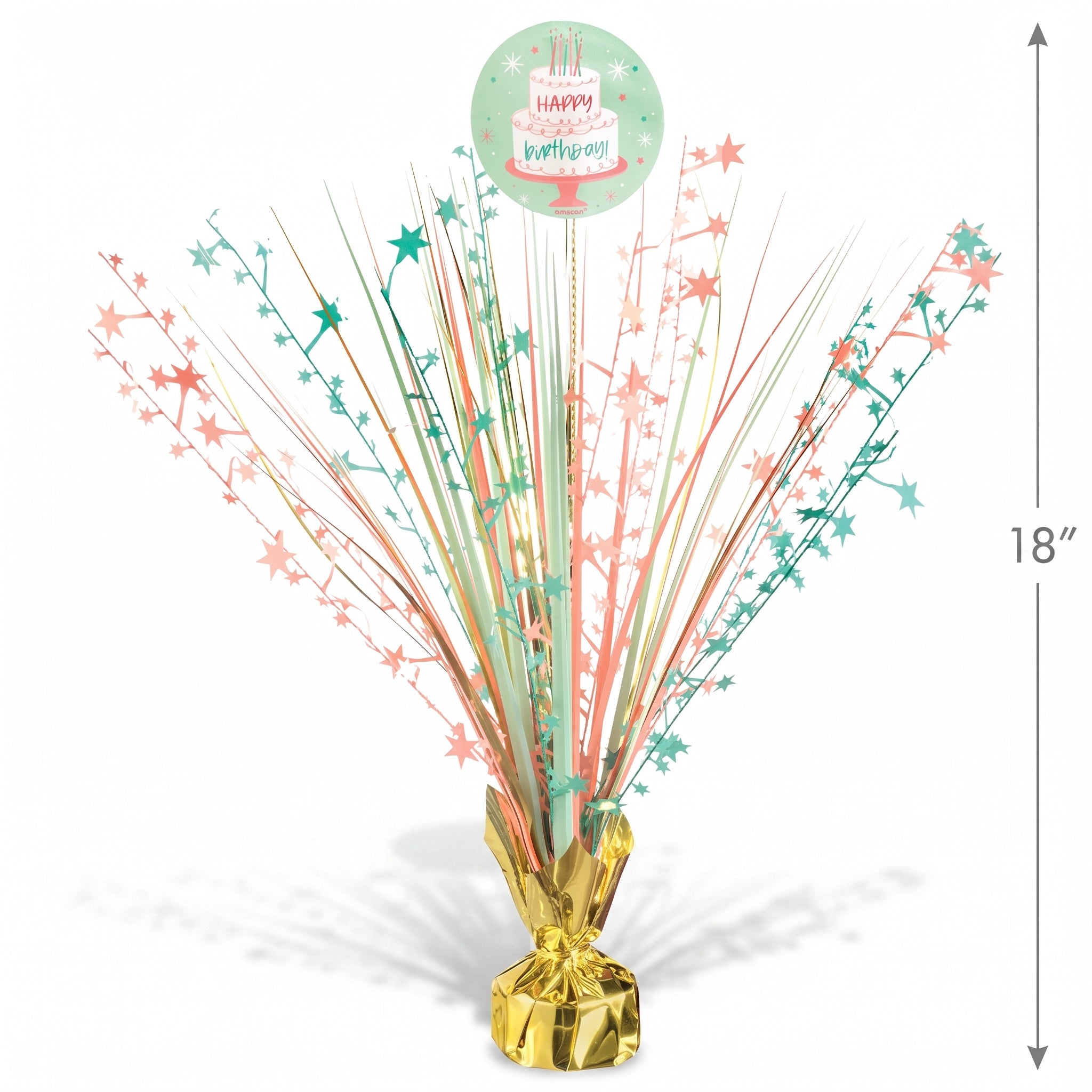 Happy Cake Day Metallic Tinsel Spray Centerpiece